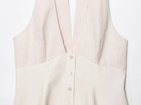 Striped Halter Backless Top Vest