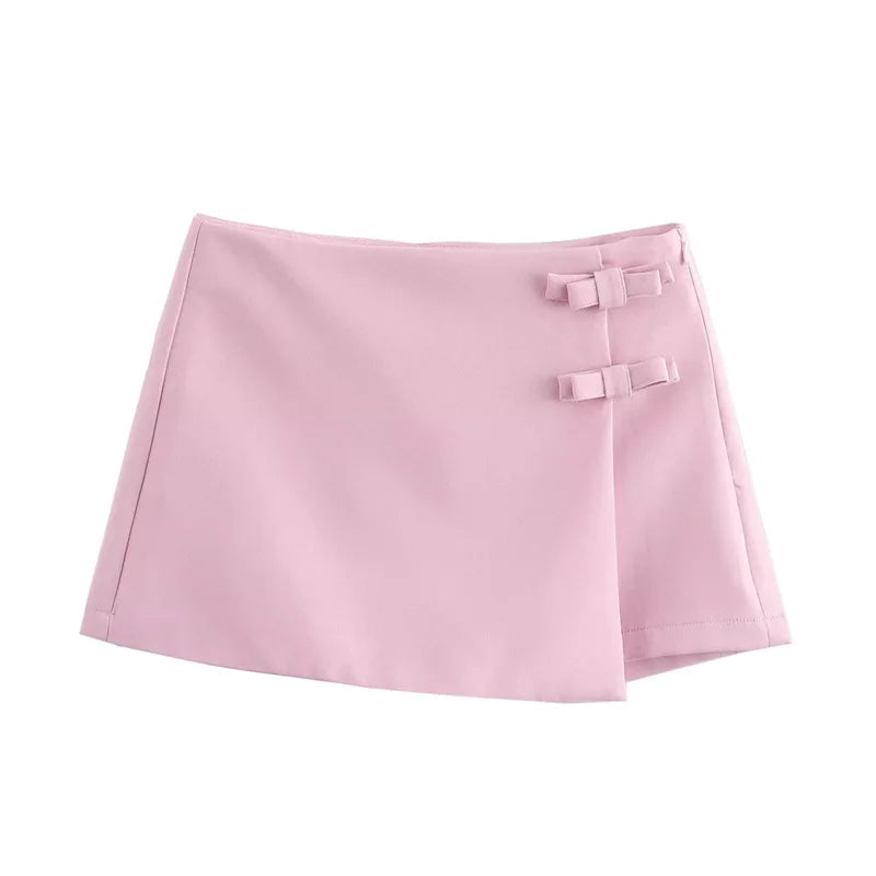Asymmetric High Waist Mini Skort
