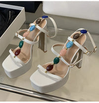 Platform Wedge Colorful Gem Ultra High Heels