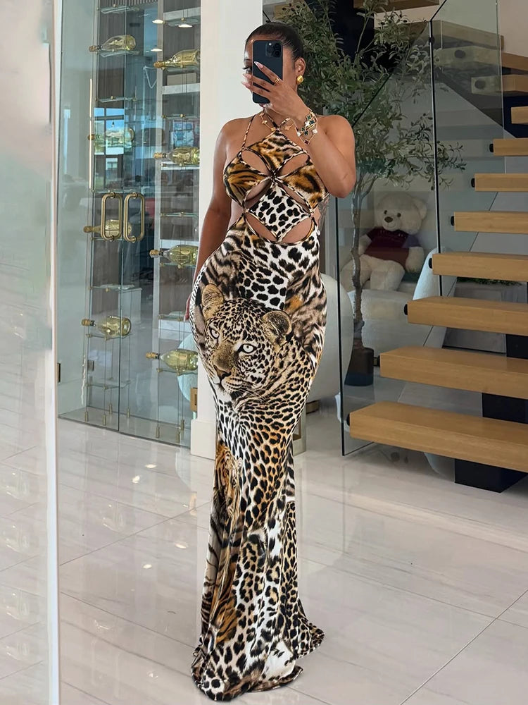 Jungle Fever Hollow Out Maxi Dress
