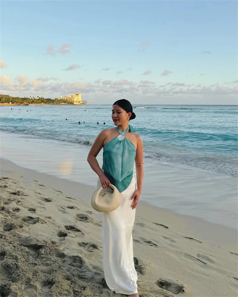 Tie Dye Hollow Out Halter Sexy Tank Top