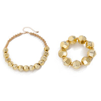 Irregular Geometric CCB Beads Choker Necklace Charm Bracelet Set