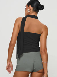 Sleeveless High Neck Tie Top
