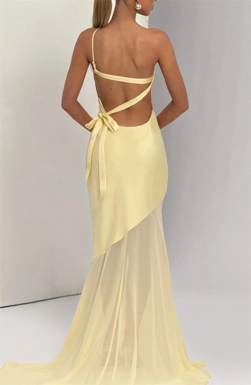 One Shoulder Backless Sexy Maxi Dress
