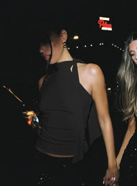 Sleeveless High Neck Tie Top