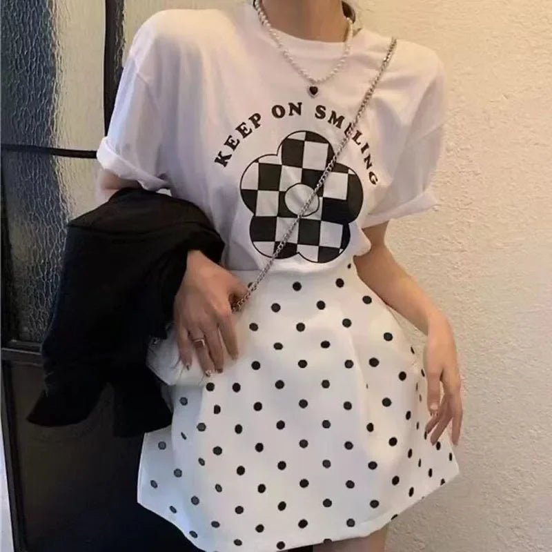 High Waist Polka Dot A-Line Puffy Mini Skirt