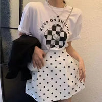 High Waist Polka Dot A-Line Puffy Mini Skirt