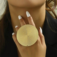 Gold Color Round Hollow Out Flower Ring