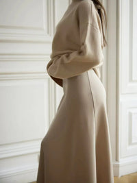 Casual Satin  Loose High Waist Maxi Skirt