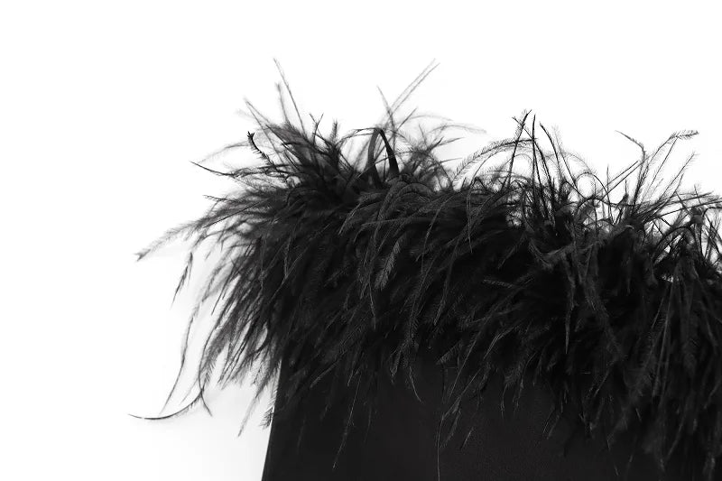 Black Feather Corset Tube Top