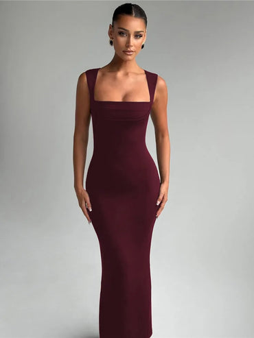 Square Collar Sleeveless Sexy Maxi Dress