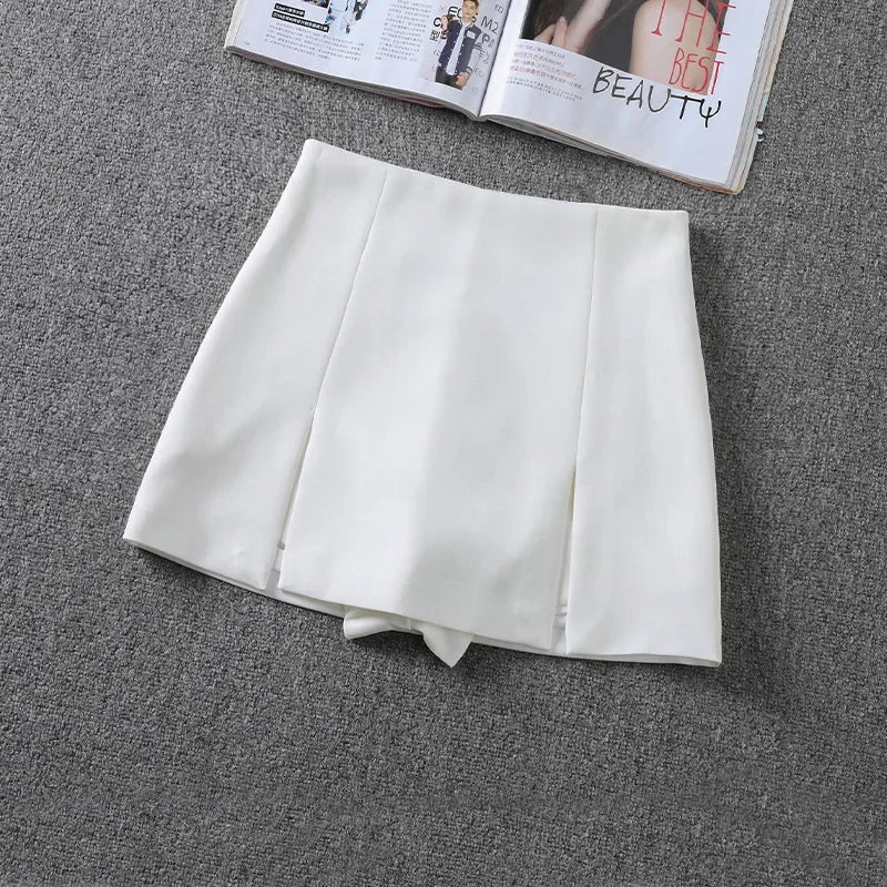 High-waisted A- line Split Short Skirt