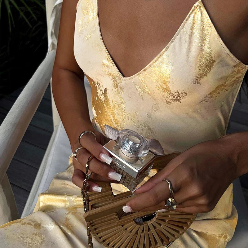 Gold Effect Maxi Dress