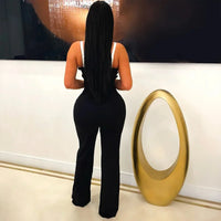 V-Neck Wide Leg  Sleeveless  Patchwork Jumpsuit