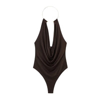 Gold Cuff Collar Sleeveless Bodysuits