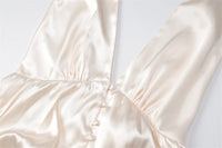 Solid Halter V Neck Backless Sexy Mini Dress