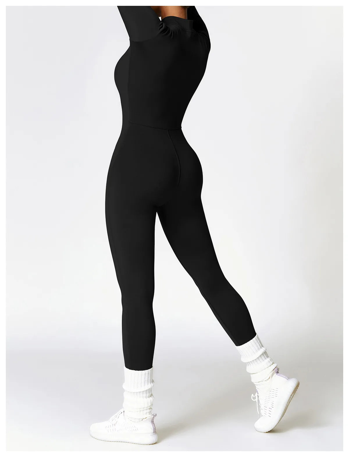 Long Sleeved One-piece Zipper Jumpsuit