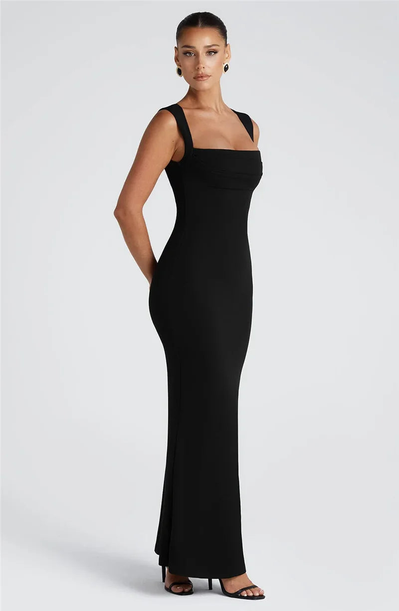 Square Collar Sleeveless Sexy Maxi Dress