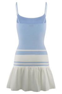 Spaghetti Strap Sleeveless Backless Ruffle Patchwork Mini Dress