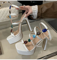 Platform Wedge Colorful Gem Ultra High Heels