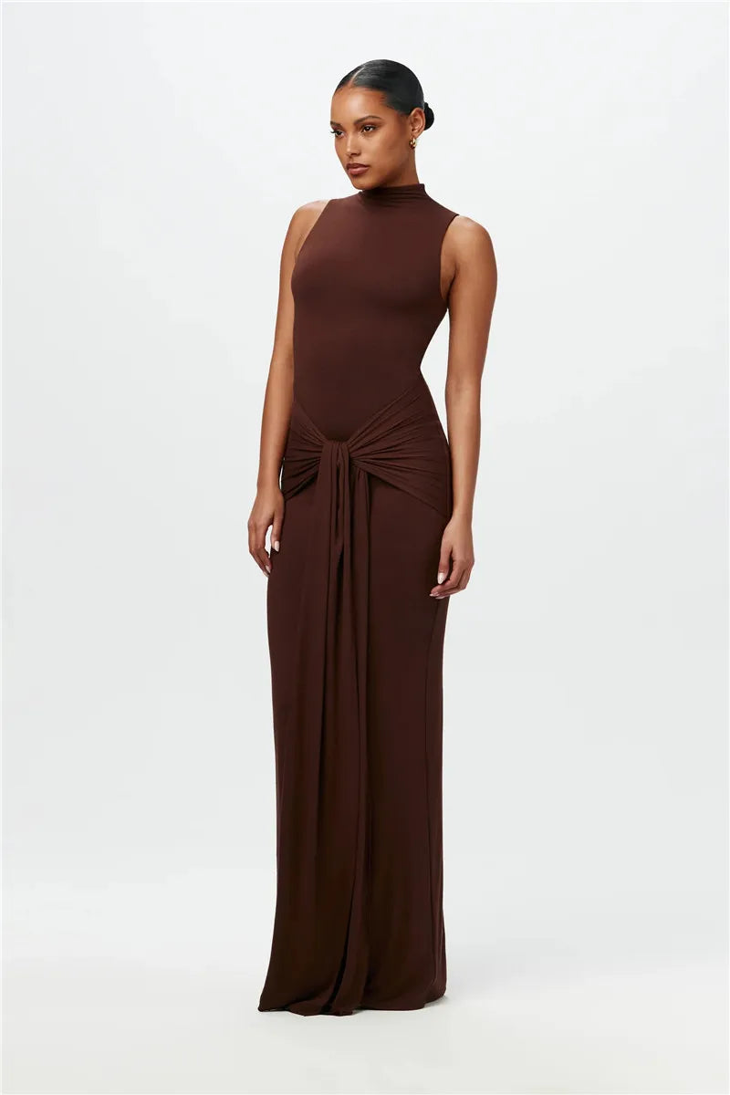 Half High Collar Irregular Tank Dress