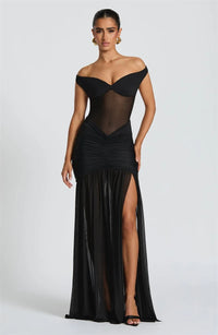 Off-shoulder Ruched Backless Sexy Maxi Dress