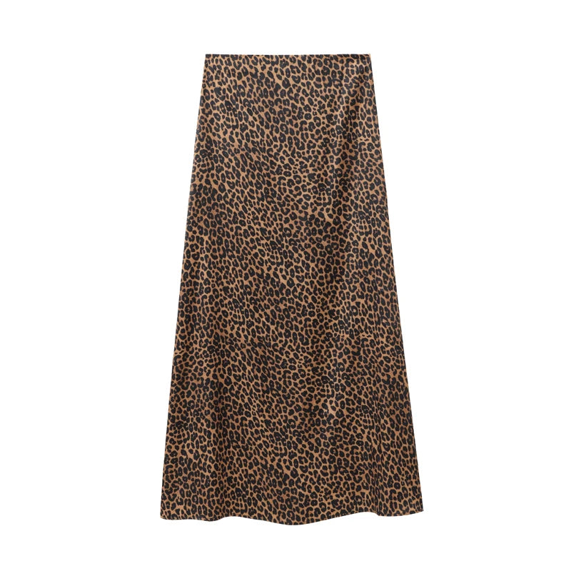Leopard Print Long Skirt