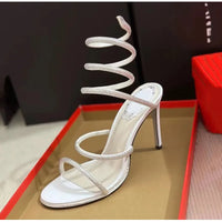Snake Twine Around Crystal Rhinestone Thin High Heels