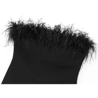 Black Feather Corset Tube Top