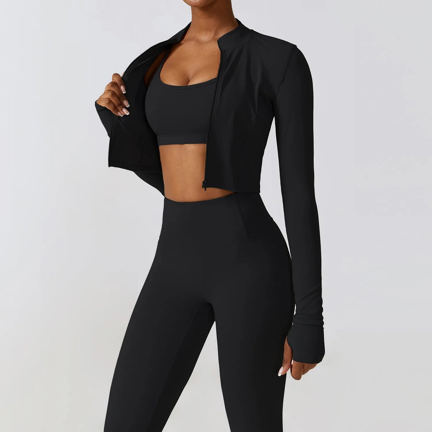 Crop Top Long Sleeve Leggings Set