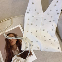 Halter Rhinestone Knitted Tank Top