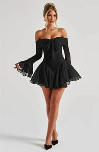 Off Shoulder Long Flare Sleeve Mini