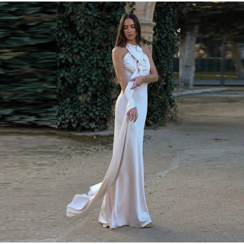 Luxe Radiance Halter Gown