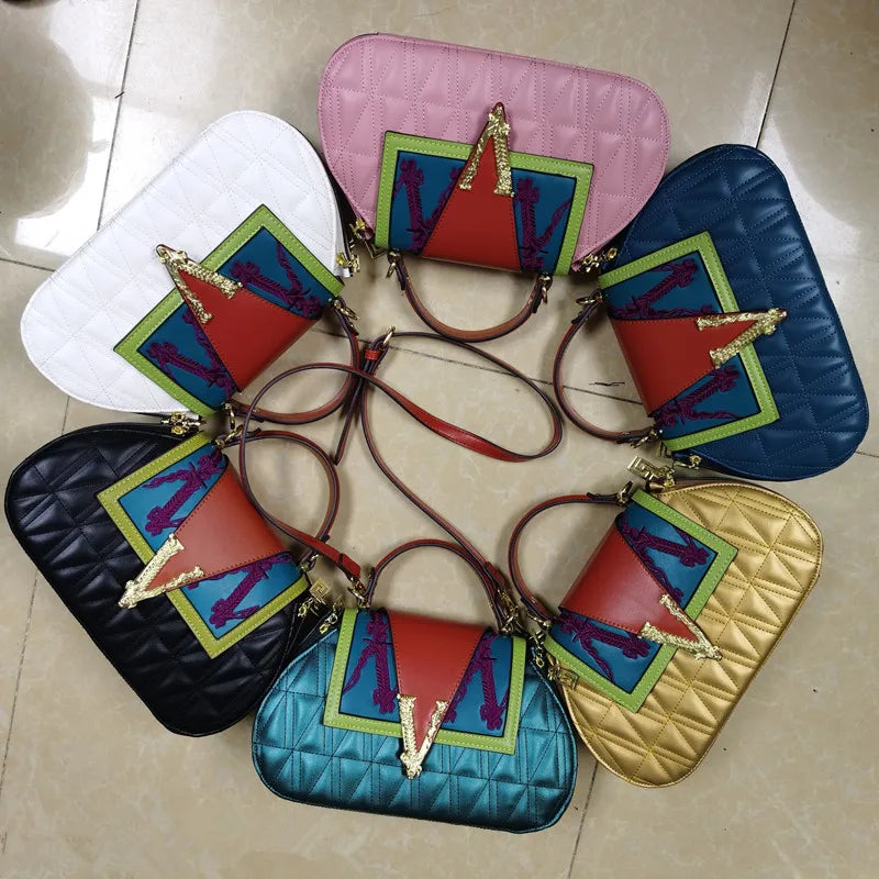 Embroidery Top Handle Designer Shell Shoulder bags