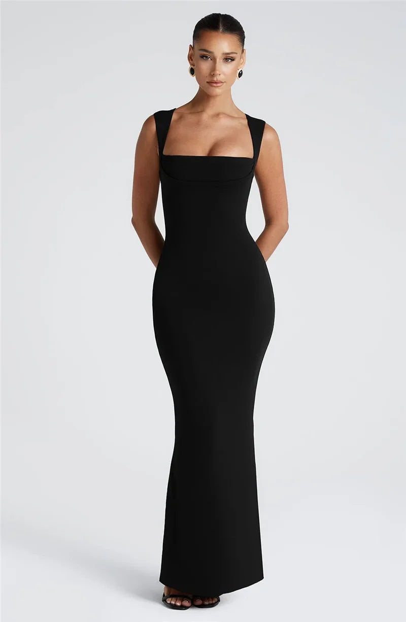 Square Collar Sleeveless Sexy Maxi Dress