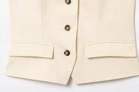 Sleeveless Button up Waistcoat Tank Top