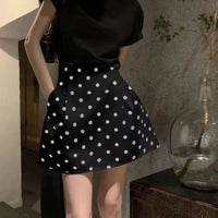 High Waist Polka Dot A-Line Puffy Mini Skirt