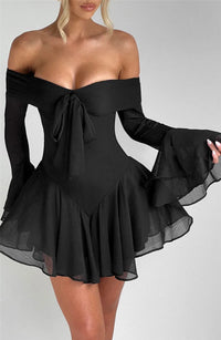 Off Shoulder Long Flare Sleeve Mini