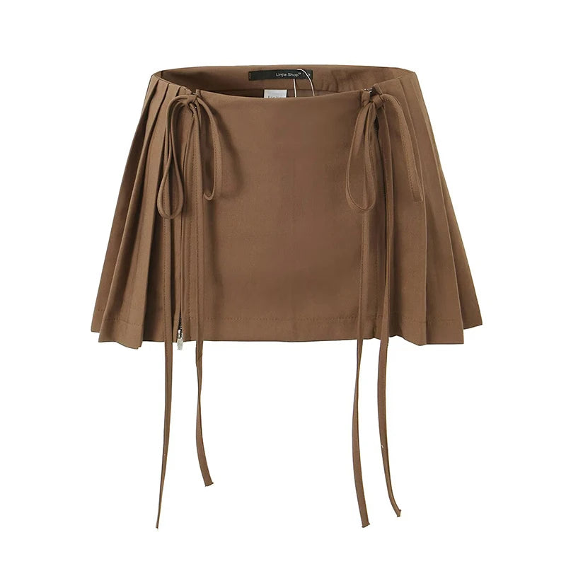 Tie Me Up Pleated Mini Skirt