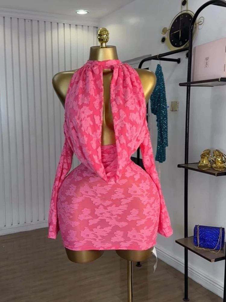 Floral Bodycon Backless Mini Dress