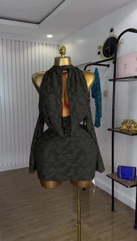 Floral Bodycon Backless Mini Dress