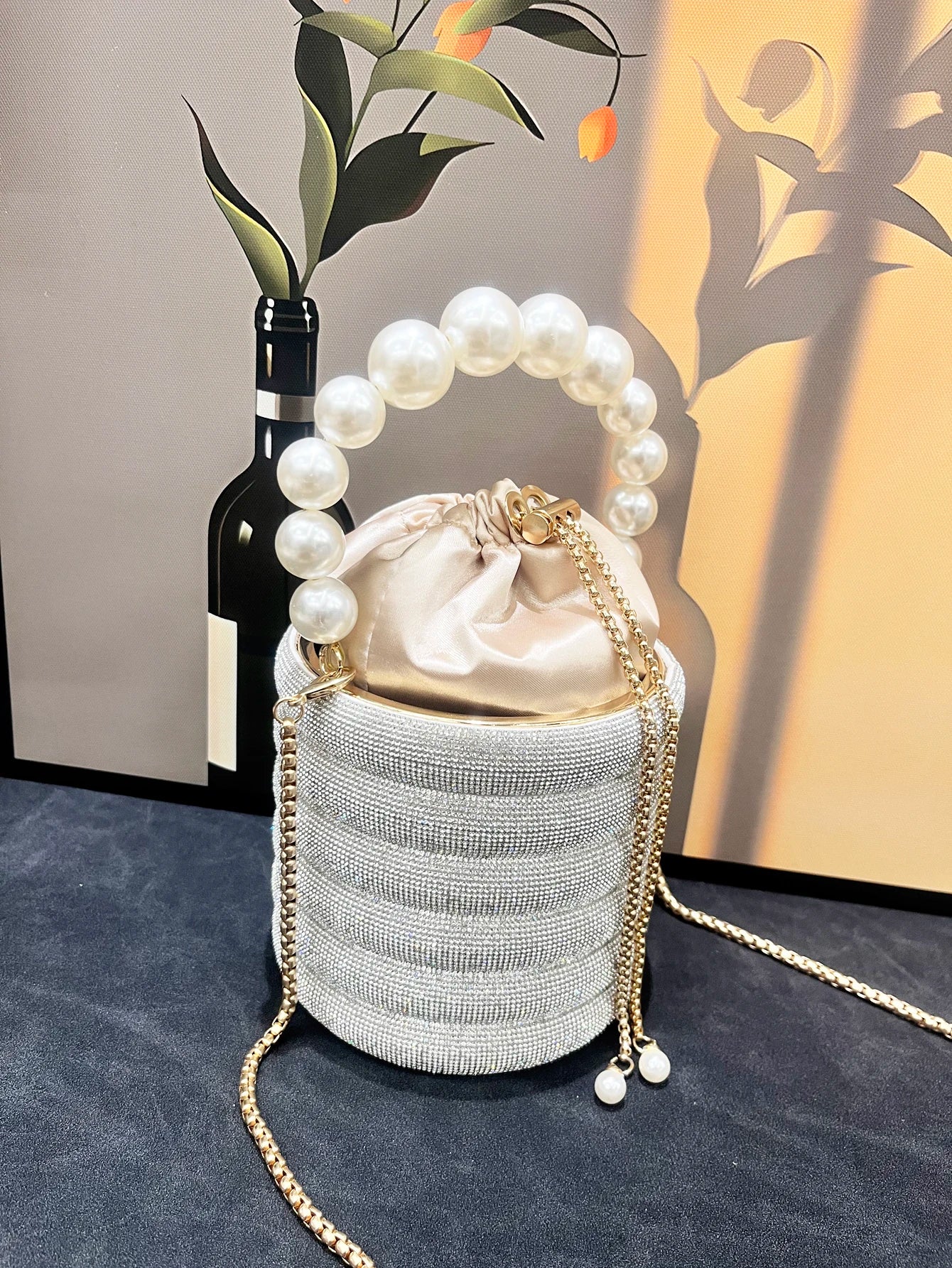 Rhinestones Evening Bucket Bag