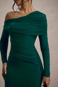 Skew Collar Long Sleeve Sexy Maxi Dress