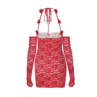 Red Lace Off-shoulder Mini Dress