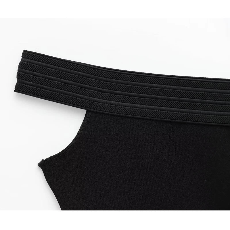 Black off Shoulder Sleeveless Bodysuit