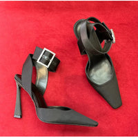 Luxury Satin Rhinestones Square Buckle Pumps