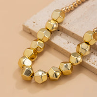 Irregular Geometric CCB Beads Choker Necklace Charm Bracelet Set