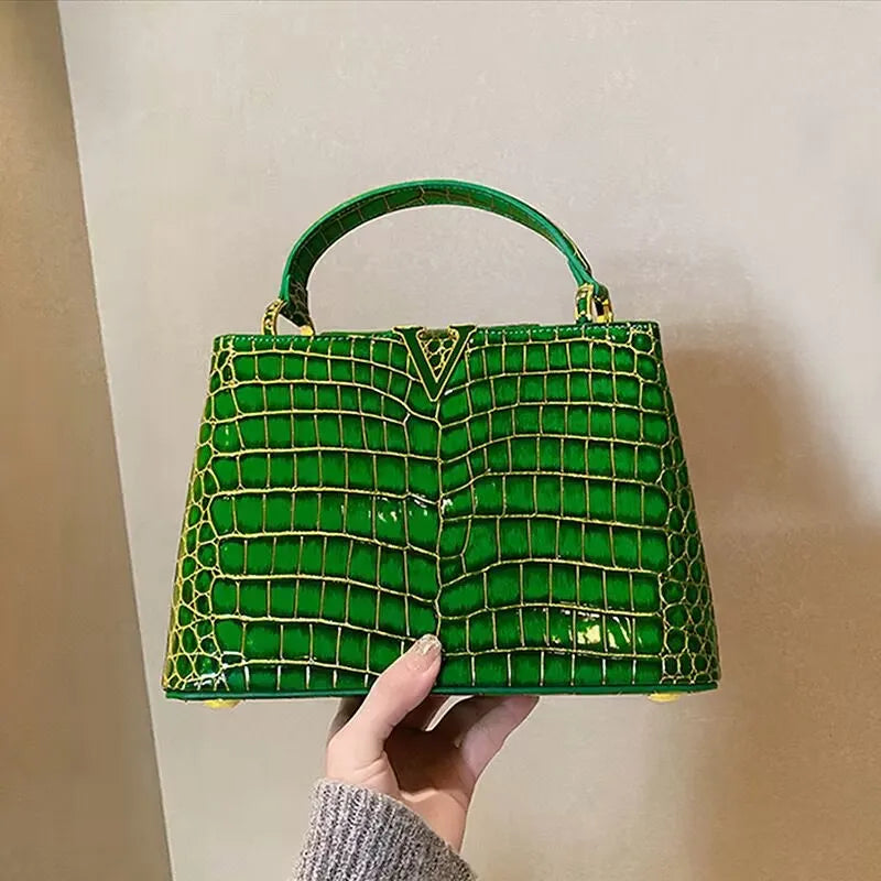 High-quality Crocodile Print Handbag
