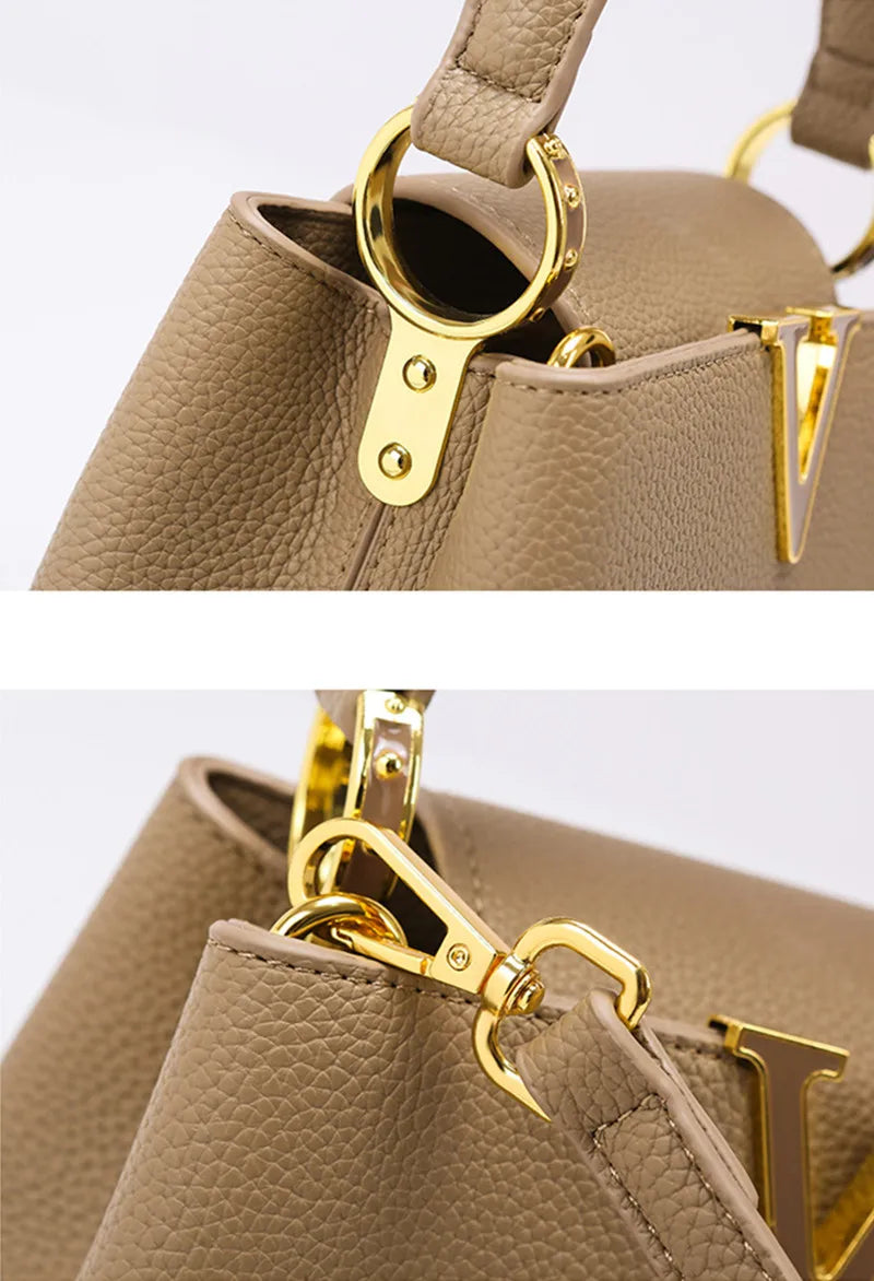 Luxury Leather Crossbody Tote Bag
