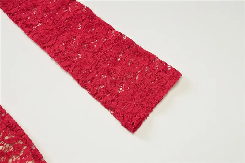 Red Lace Off-shoulder Mini Dress